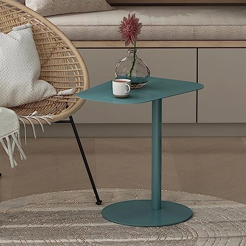 [en.casa] Beistelltisch Nastätten Gartentisch Couchtisch mit Metallgestell Sofatisch modernes Design für Wohnzimmer Schlafzimmer Balkon Terrasse 50 x 50 x 38 cm Blau, matt
