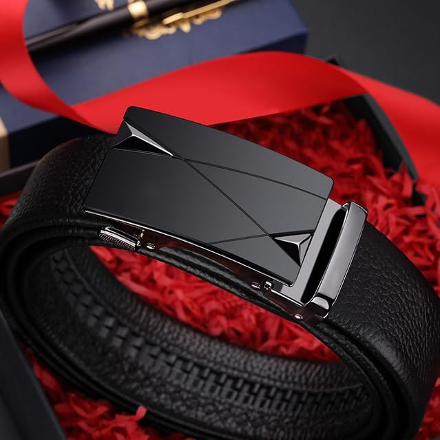 JSEIAJB Men's Belt Business Cowhide Automatic Buckle Belt and Belt(125cm)3