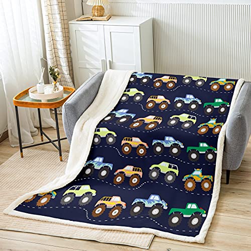 Feelyou HMLS0125MTNXX-THROW 3D Monster Truck Fleece Throw Blanket Boys Cars Sherpa Blanket cover