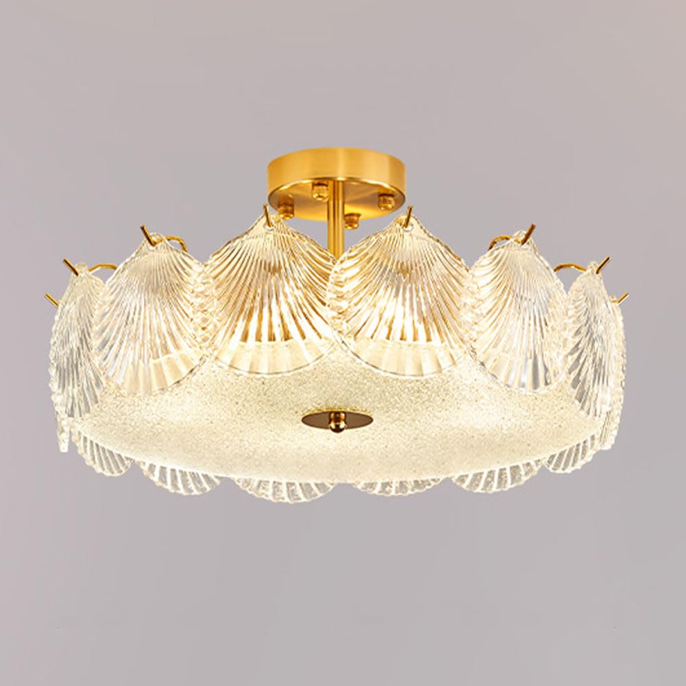 KXEcoLife E27 French crystal glass ceiling lamp, modern chandelier for princess room, living room bedroom study combination lamps and lanterns,D,40CM