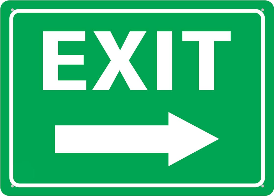 Exit Sign (Right Arrow) Aluminum Metal Sign 12"x8" UV Ink Printed For Home/Business Use