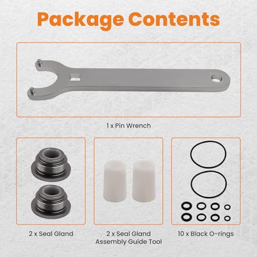Image of maXpeedingrods HC5345 Front Mount Hydraulic Steering Cylinder Seal Kit with Pin Wrench for HC5340 HC5341 C5348 HC5445 HC6345 HC5394