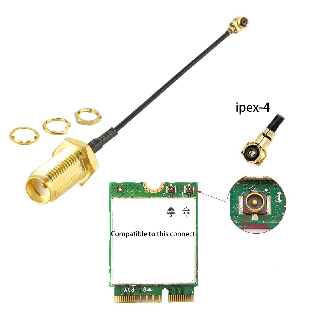 HiLetgo 2pcs 2.4G WiFi Antenna SMA to IPEX 2.4GHz 3dBi Antenna IPEX 4 to RP SMA Male for ZigBee Router 90 Degrees Right Angle Folded Lead 15CM