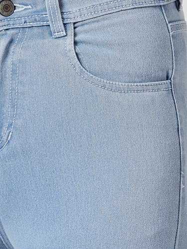 Image of Miss Chase Women's Skinny High Rise Cropped Fringed Hemline Detailing Stretchable Denim Jeans