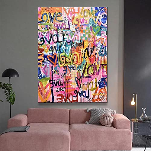 Toile graffiti coeur coloré embellissez votre chambre coucher design - 2