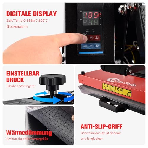 ColorSub Digitale Sublimationsmaschine, 38 x 38 cm (15 'x 15'), Hitzepresse，Gleit-Thermopresse, geeignet für T-Shirts, Taschen, Kissen, Puzzles, Kleidung,HTV-Vinyl-Projekte 1600 W