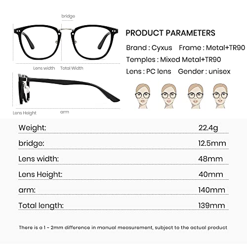 Cyxus Óculos de Luz Azul Masculino/Feminino Bloqueio de UV Oculos de Computador Anti fadiga Ocular A