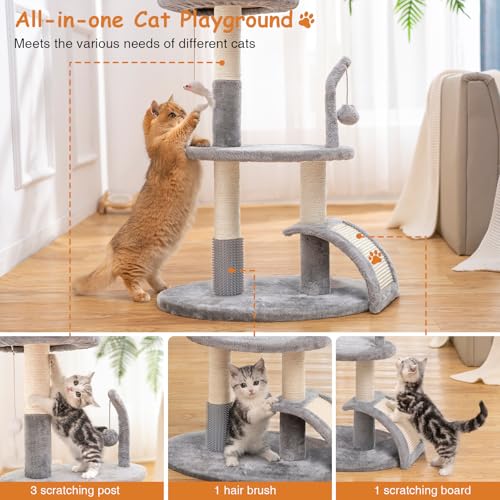Torre grande para gatos Goozii con poste rascador y cama miniatura 6