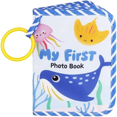 Aolso Baby Fotoalbum 17 Fotos, Baby Fotobuch mit Anhänger, Babyalbum aus weichem Stoff, Mein erstes Familienalbum, Fotoalben Erinnerungsbuch Geschenke für Kinder Baby ab 0 Monaten