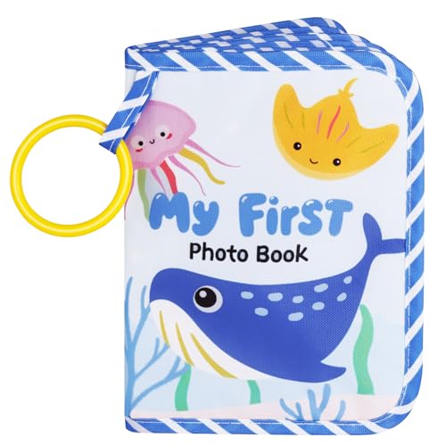 Aolso Baby Fotoalbum 17 Fotos, Baby Fotobuch mit Anhänger, Babyalbum aus weichem Stoff, Mein erstes Familienalbum, Fotoalben Erinnerungsbuch Geschenke für Kinder Baby ab 0 Monaten