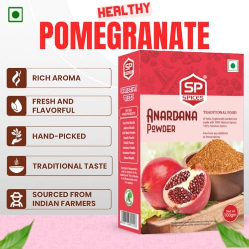 Image of Anardana Powder (2 x 100g) - Pure, Fresh, Dried Pomegranate Seed Powder by SP SPICES - Perfect for Chhole, Dal Tadka & More
