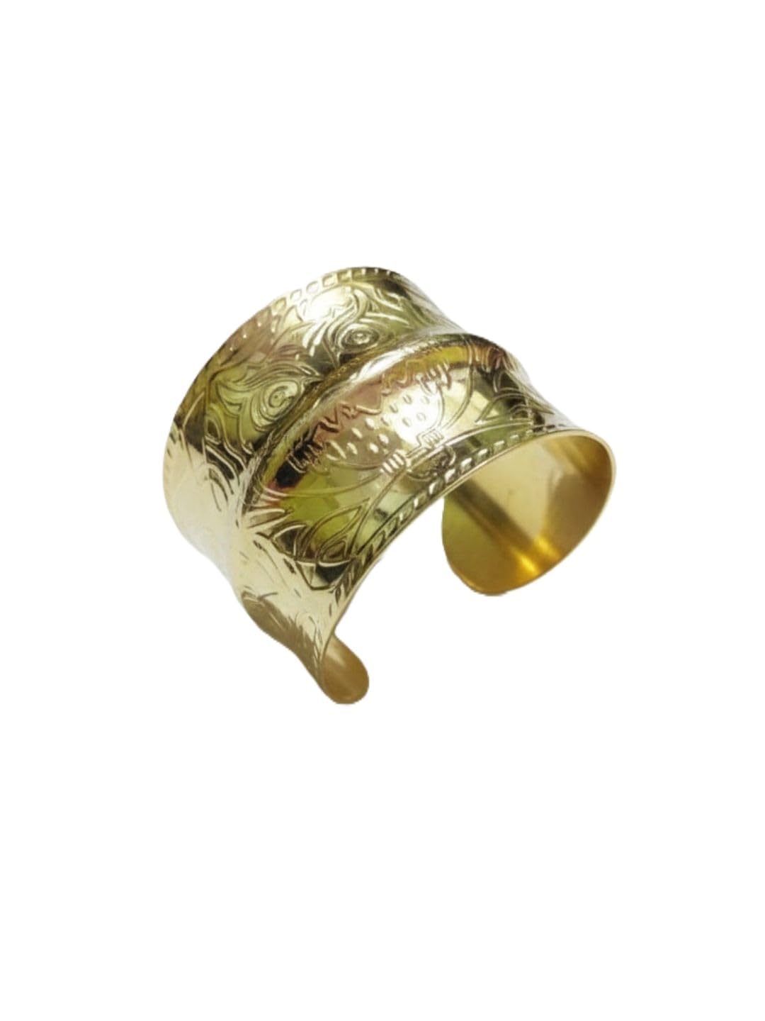Gold Plated Hammered Wide Cuff Bangle Open Statement Bracelet for Women-image-12
