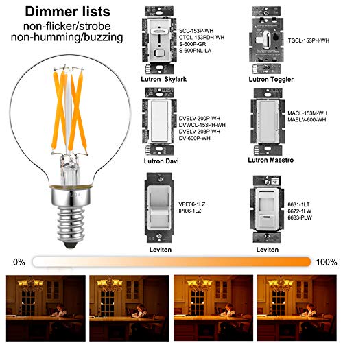 Litehistory G16.5-4C27K-E12-6PACK Dimmable G16.5 Led Bulb E12 G16 1/2 Led Candelabra Bulb 40W Led Edison Bulb 2700K 400Lm Ac120V 4W G50 Led Globe Bulb thumb #2