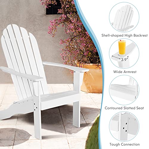 Tangkula Adirondack Chair, Acacia Wood Adirondack Lounger Chair, Outdoor Armchairs With Slatted Seating, Weather Resistant, For Patio Deck Lawn Backyard, Garden Adirondack Furniture (1, White) #TOP3