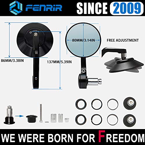 FENRIR CNC Aluminum Alloy Motorcycle Bar End Mirror Side Handlebar For Honda Rebel Grom NC750S CB650 Kawasaki Z650 Ninja Yamaha Suzuki SV650 GSXS1000 Ducati Monster KTM DUKE Triumph Aprilia Husqvarna