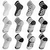 AMILE 12 paar babysokken jongens en meisjes anti-slip katoen sok set, warme en comfortabele babysokken, 10-24 maanden…
