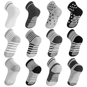 AMILE 12 paar babysokken jongens en meisjes anti-slip katoen sok set, warme en comfortabele babysokken, 10-24 maanden…