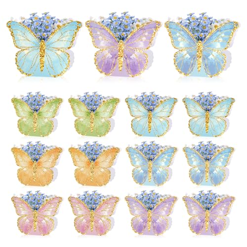 12 Pcs Butterfly Centerpieces for Tables, Butterfly Birthday Decorations, Tea Party Butterfly Baby Shower Decorations, Butterfly Party Decorations, Garden Party Decorations (Golden Glamour)