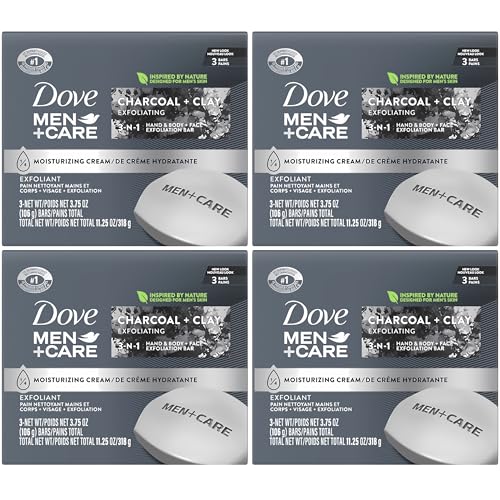 Dove Men + Care Bar Soap Charcoal Clay, 12 Count, 3 in...