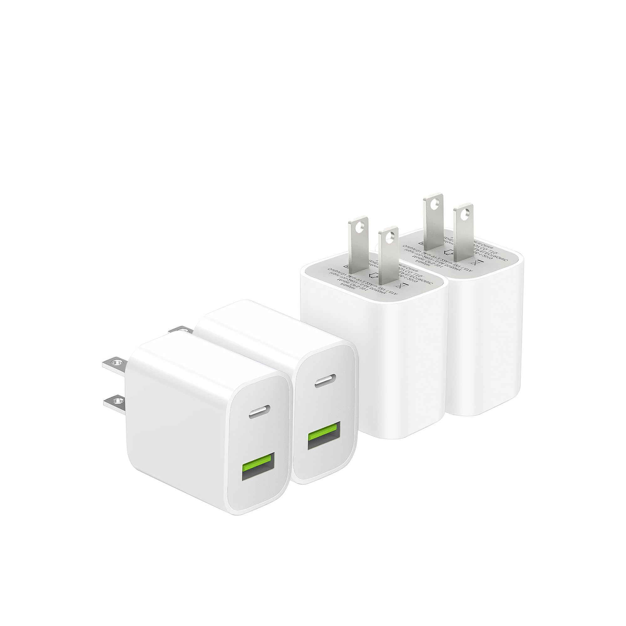 4 Pack USB C Charger Block, Dual Port Type C Wall Charger Fast Charging 20W Power Adapter Cube for iPhone 14/14 Pro/14 Pro Max/14 Plus/13/12/11, XS/XR