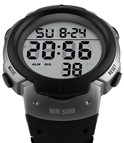 SKMEI Digital Watch PU Band Waterproof LED Multifunctional Student Outdoor Sport Electronic Wristwatch (Grey)3