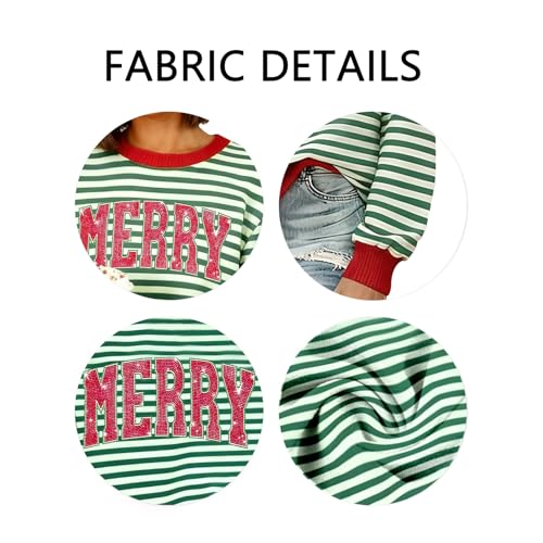 Tewmeu Christmas Sweatshirts for Women Sparkly Merry and Bright Sweater - image 4