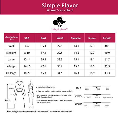 Simple Flavor Women's Floral Vintage Dress Elegant Autumn Midi Evening Dress 3/4 Sleeves (Red,L)