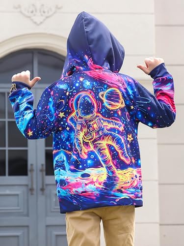 Idgreatim 6-14T Boys Zip Up Hoodies Kids 3D Graphic Hoody Sweatshirt Zipper Pullover with Pockets