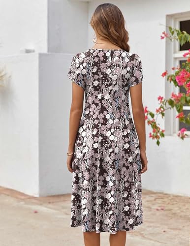Image of ZEAGOO Womens Casual Dresses for Summer Short Sleeve Flare Midi Dress Loose Flowy Beach Sundress