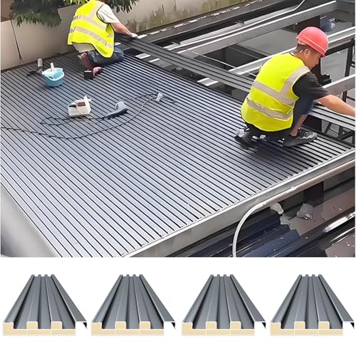 Láminas de techo corrugadas para cenador exterior creando un espacio protegido en el jardín