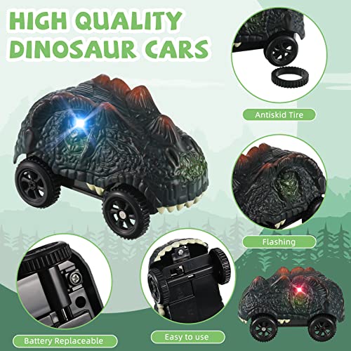 image for Skylety 6 Packs Dinosaur Track Car Race Track Replacement LED Light up