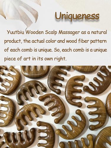 Wooden Scalp Massager & Head Massager, Natural Green Sandalwood Wide Tooth Comb for Scalp Care, Hair Growth, Stress Relief & Relaxation, Handheld Wood Therapy Massage Tool - Image 6