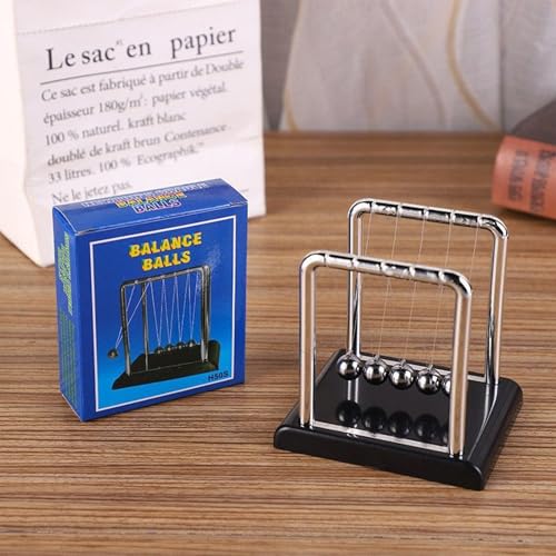 Newtons Pendelkugel Perpetuum Ornamente Klassisches Kugelstoßpendel Büro Desktop Newton Pendel kreatives Handwerk (Schwarz)