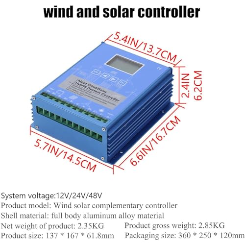 Kit generador de turbina eólica con Controlador de Carga, Equipo productor de Electricidad Vertical, Controlador de Carga híbrido eólico-Solar de 12000 W para turbina eólica y Panel Solar, r