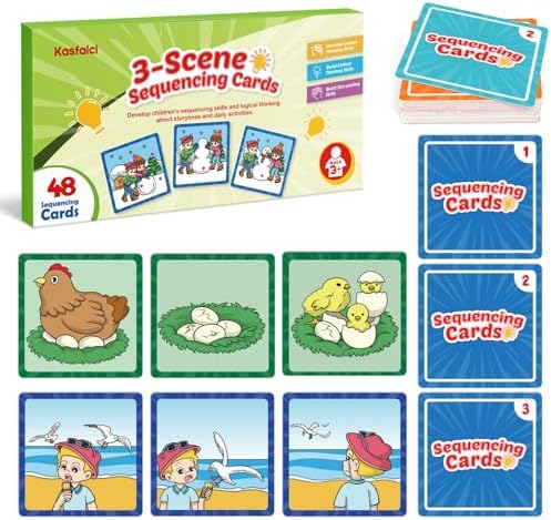 Kasfalci Sequencing Cards, Sequence Game for Kids, Speech Therapy Materials for Autism, Improve Storytelling,Social Skills, Sentence Building, Preschool Learning Activities for Classroom & Homeschool