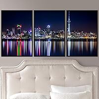 3 Piece Framed Canvas Wall Art City Illuminations Canvas Prints Home Artwork Decoration for Living Room,Bedroom - 16