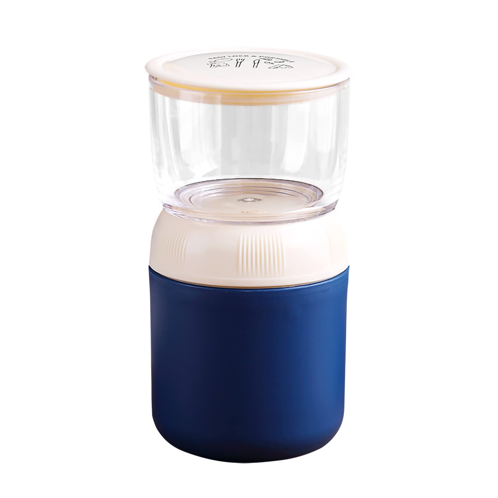 XunyouInsulated Food Container with Topping Cup for Cereal, Yogurt, Oatmeal, Milk, Granola Storage, On-the-Go Breakfast- Keep Warm & Cold - Portable, Leak-Proof & BPA Free (Blue)