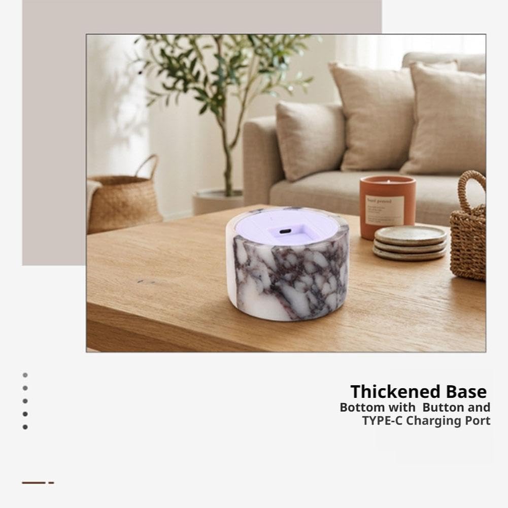 Veilleuse Rechargeable en marbre, Lampe de Table en Pierre à intensité Variable Tactile avec Port USB-C