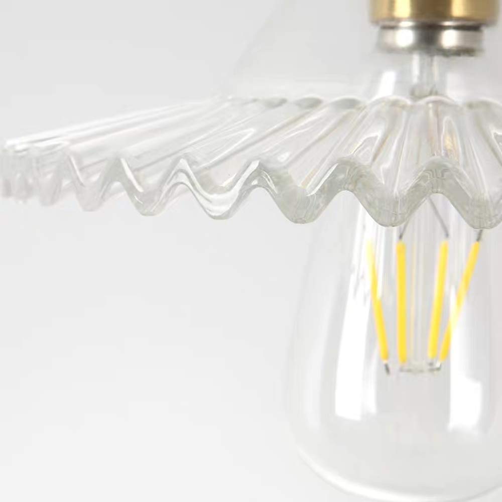 Lampa Wisząca Szklana Transparentna E27 Sufitowa Vintage Industrialna z Mosiężnym Wykończeniem Retro do Kuchni Salonu Baru