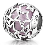 Lieferumfang: 1x rosa Glasbead mit Sternendesign in einem hochwertigen Schmuckbeutel