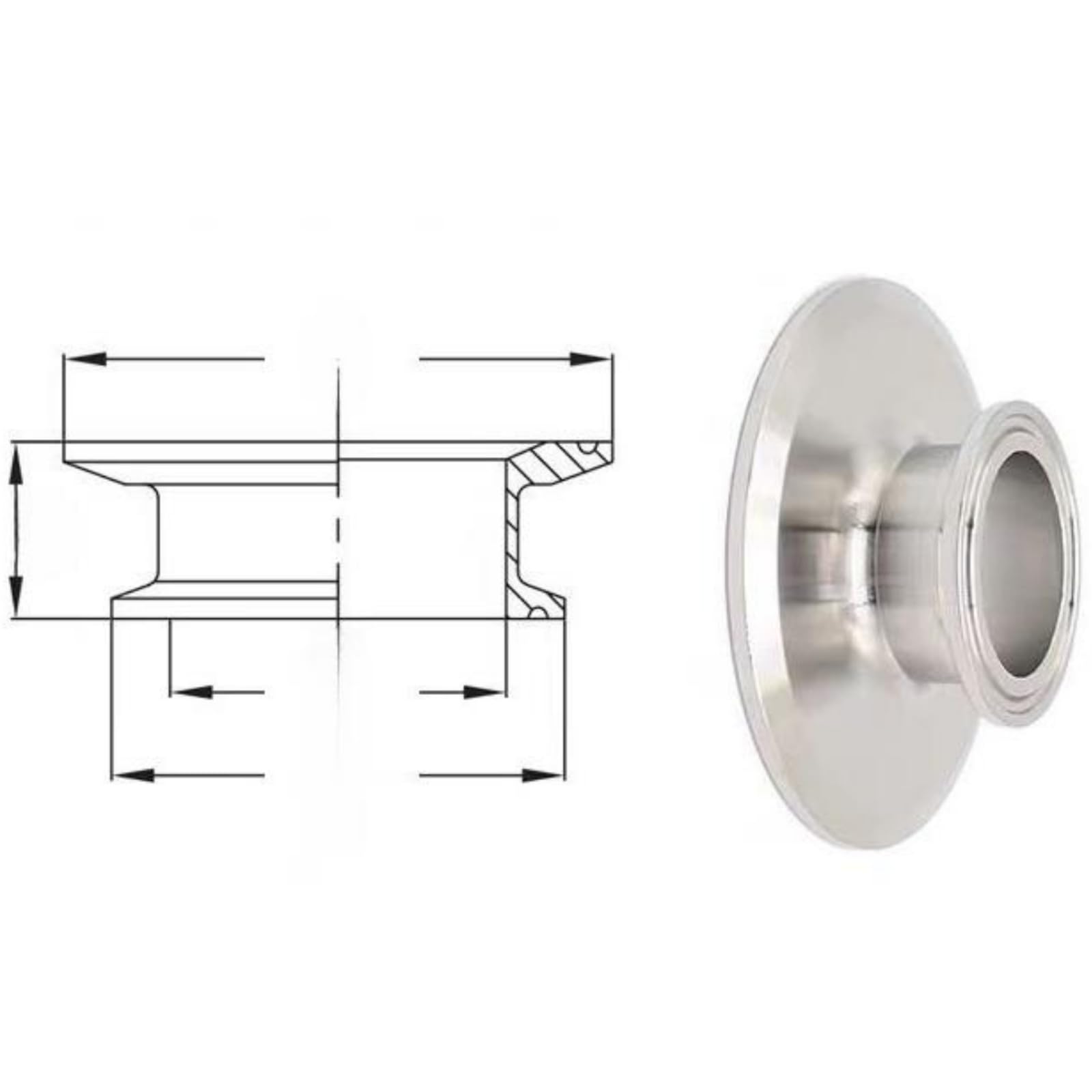 1 szt. Adapter redukcyjny ze stali nierdzewnej 304 Tri Clamp - Zaślepka sanitarna do systemów próżniowych i sanitarnych(8in to 3in)