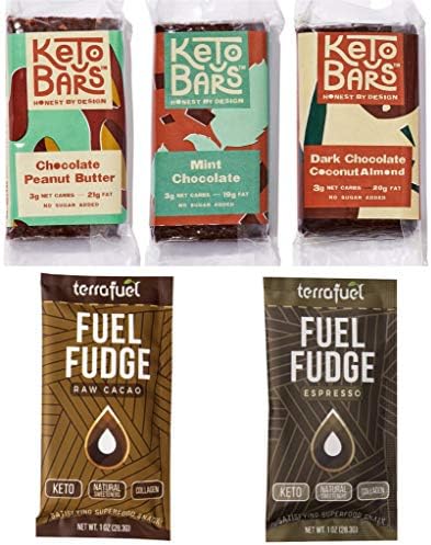 Fat Bombs & Keto Bar Dessert Snacks - Low Carb High Fat Fuel Fudge + Keto Bars (Keto Bars (Various) + Fuel Fudge (Various), 5 Count Sampler)