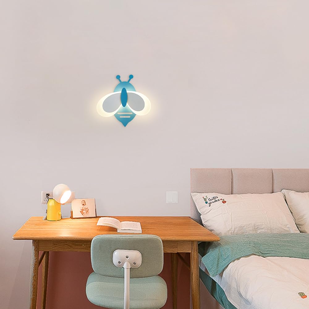 Kinkiet ścienny LED 8W do wnętrz, kinkiety akrylowe Creative Bee Oświetlenie ścienne, wystrój pokoju dziecięcego Lampka nocna Lampka ścienna 3 Regulowana temperatura barwowa Kinkiet do sypialni