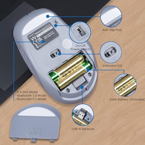 Miniatura 5 de Mouse Wireless 2.4GHz con Tasti Silenziosi e Adattatore USB-C – EW3204