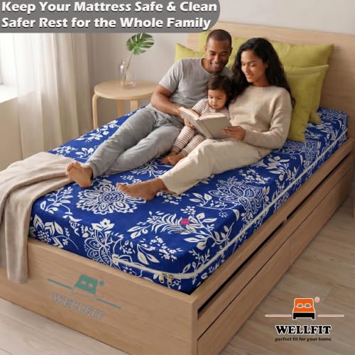 Image of WELLFIT Premium Glace Cotton 300 TC Mattress Cover /Protector for Single Size Bed with Zip /Chain /3x6 ft / 36x72x6 inch