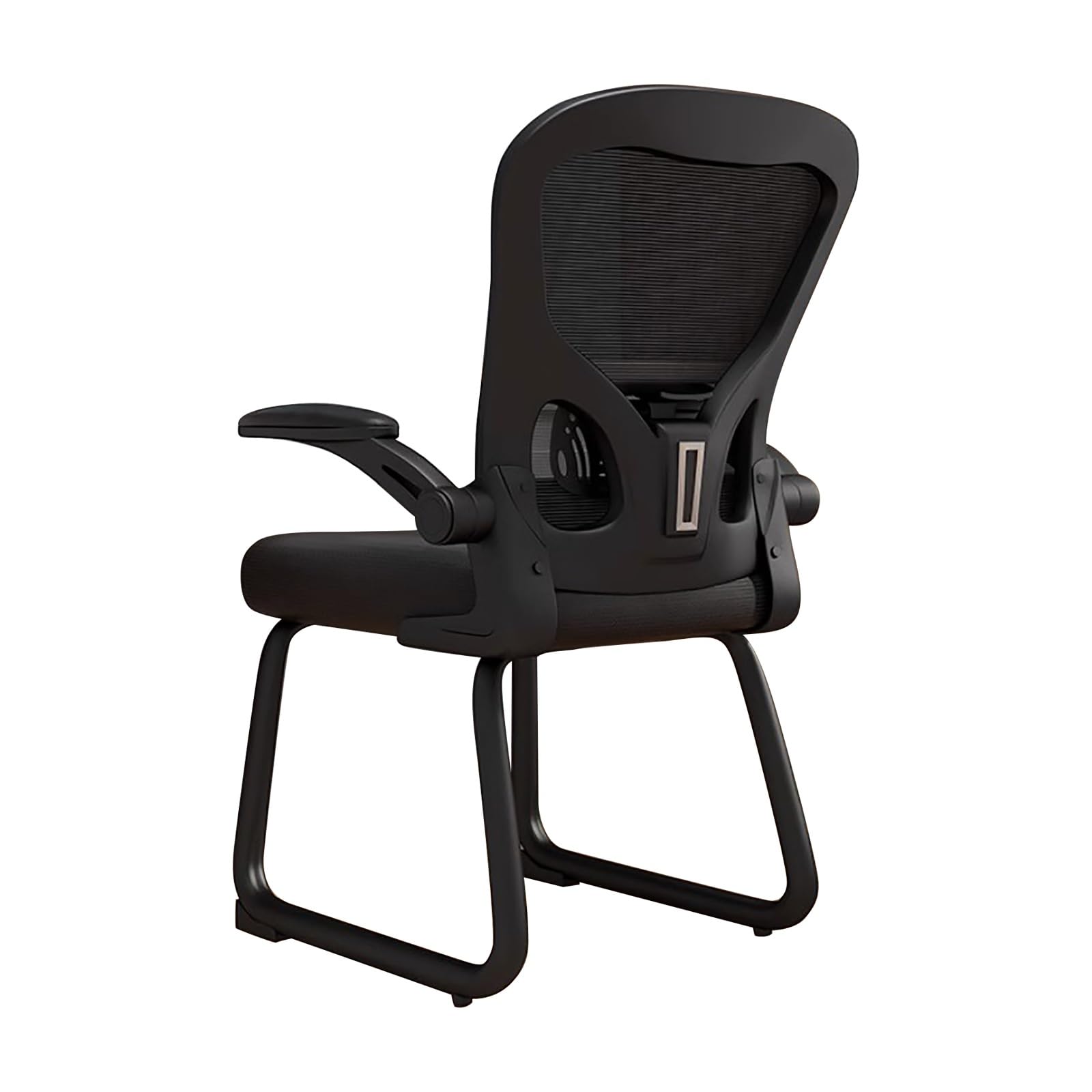 Silla Escritorio de Malla Transpirable Sin Ruedas, Silla Oficina con Brazos Abatibles, Silla Ergonómica, Sillas Gamer para Salas de Conferencias, Bibliotecas, Salas Capacitación(Black)