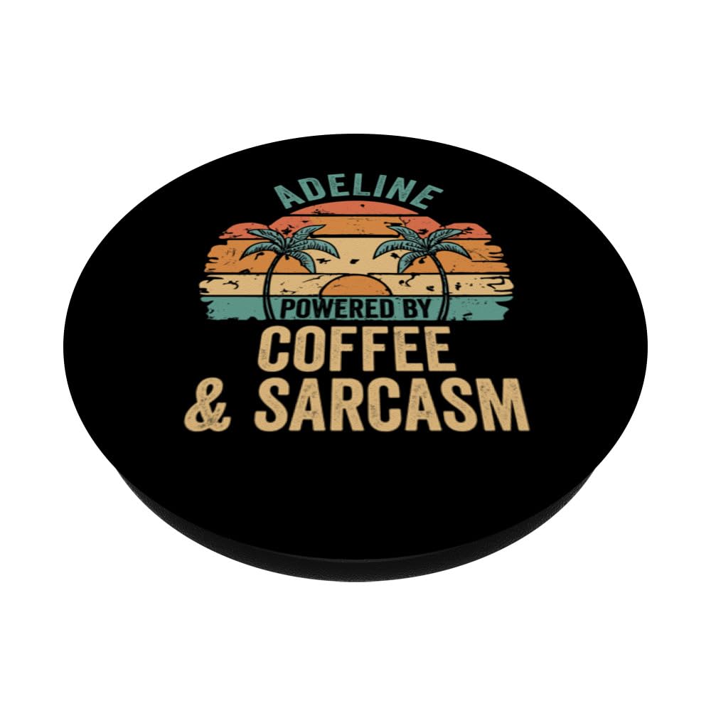 ADELINE Vibes Only Cute Retro Girls ADELINE Name PopSockets Swappable PopGrip, Black - Image 2