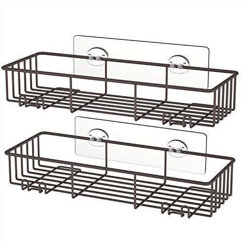 SMARTAKE 2-Pack Shower Caddy, Rustproof Bathroom Shelf Organizer with Hooks for Hanging Razor
