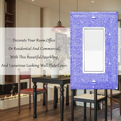 Image of 2 Pcs Shiny Purple Rhinestones Switch Plates And Outlet Covers Light Switch Cover Decorative Light Switch Cover Plate Rhinestone Bling Outlet Cover Wall Plate