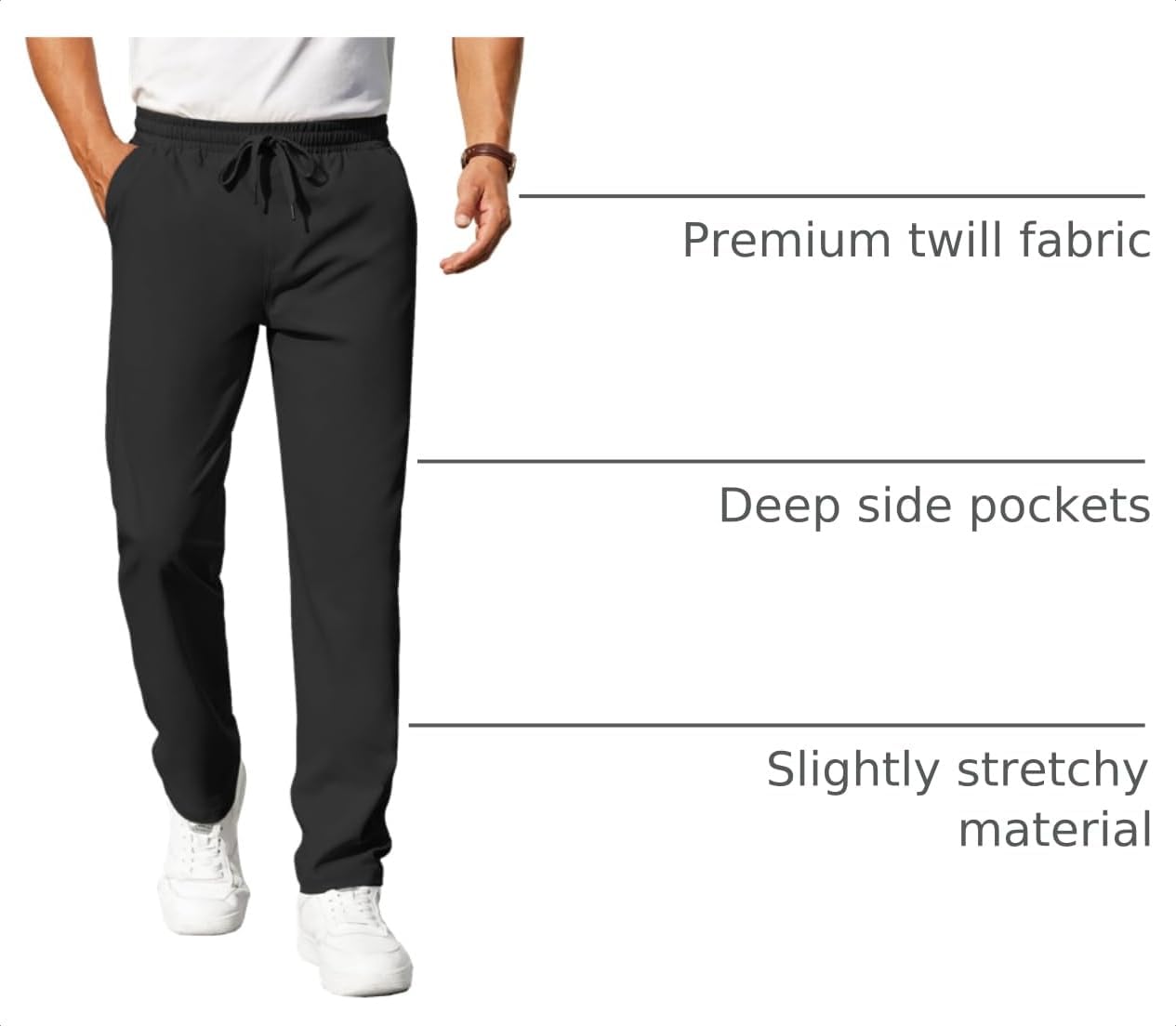 COOFANDY Mens Casual Pants Elastic Waist Chino Pants Lightweight Drawstring Pants with Pockets